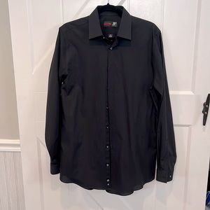 J Ferrar Long Sleeve Dress Shirt Men's Med slim black 15-15 1/2 x 34-35
